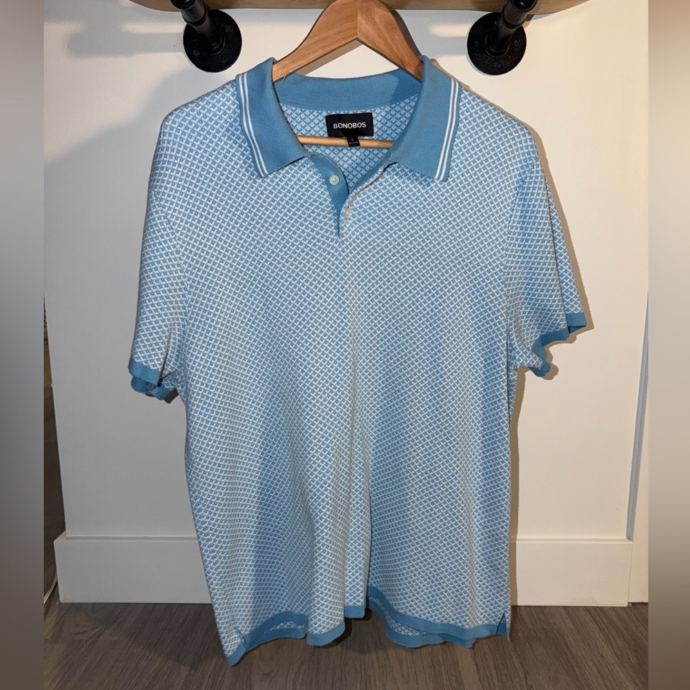 Bonobos Sky Blue & White Micro-Pattern Knit Polo